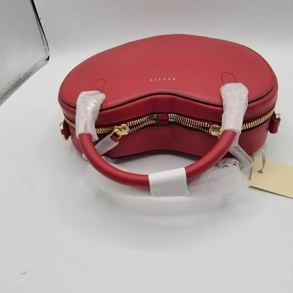 Radley London Small Red Leather Heart Zip Top Crossbody NWT! NEW!